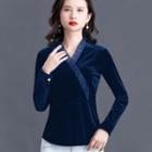 V-neck Mesh Panel Top
