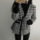 Houndstooth Long-sleeve Coat