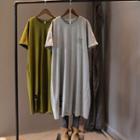 Short-sleeve Lettering Distressed T-shirt Dress
