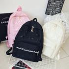 Bow Detail Lace Panel Oxford Backpack