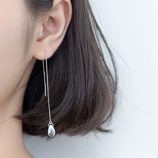 925 Sterling Silver Waterdrop Bead Threader Earrings