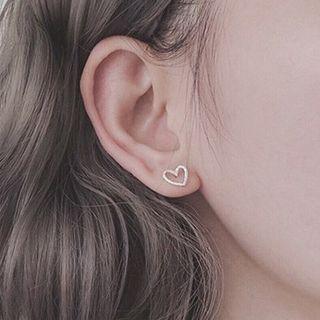 Heart Sterling Silver Earring 1 Pair - 925 Silver - Love Heart - Silver - One Size