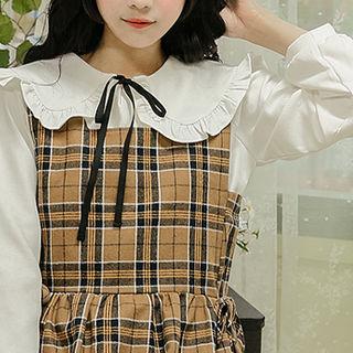 Frilled Capelet Tie-neck Blouse