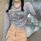 Long-sleeve Bridge Print T-shirt