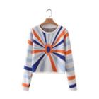 Flower Sweater Tangerine & Blue & White - One Size
