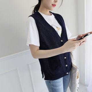 V-neck Button Vest