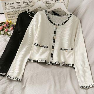 Contrasted Knit Cardigan