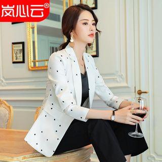 Dotted Blazer / Sleeveless Top / Leopard Print Blouse / Dress Pants / Set