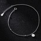 Disc Pendant Sterling Silver Anklet Silver - One Size