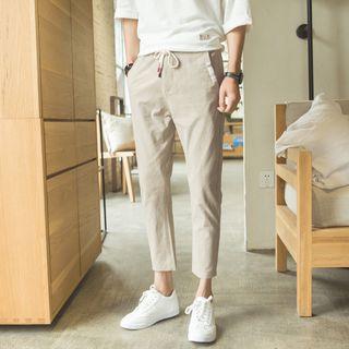 Plain Drawstring Slim Fit Pants