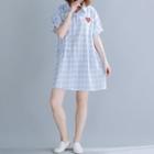 Plaid Short-sleeve Shirtdress As Shown In Figure - L