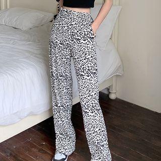 Leopard Print Wide-leg Pants Leopard - White - One Size