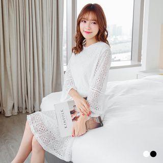 3/4 Sleeve Lace Panel Dress