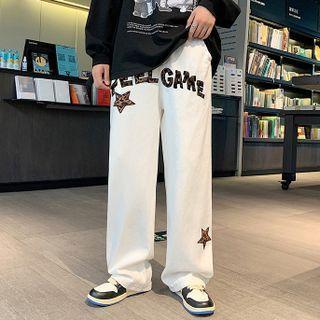 Star Applique Wide-leg Jeans