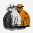 Two-tone Hooded Zip Puffer Jacket