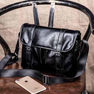 Faux-leather Messenger Bag Black - One Size