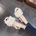 Furry Beaded Slippers