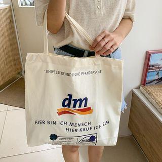 Letter Print Shopper Bag Cream - One Size