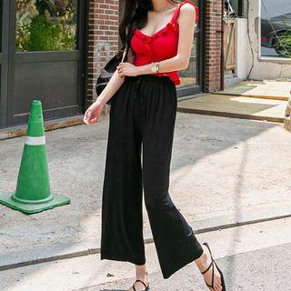 Set: Ruffle Camisole Top + Wide-leg Pants