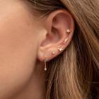 Set Of 5: Rhinestone Star Stud Earring Set Of 5 - Gold - One Size