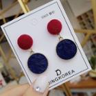 Disc Drop Earring 1 Pair - A11 - 79 - Red & Navy Blue - One Size