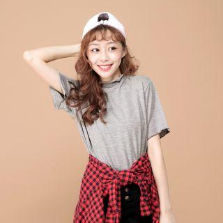 Short-sleeve Fray-trim T-shirt