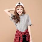 Short-sleeve Fray-trim T-shirt