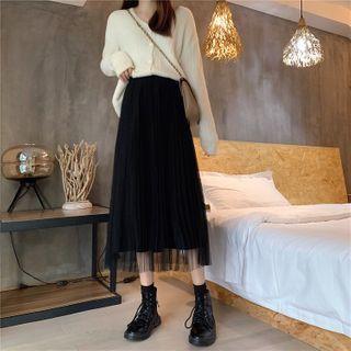 Reversible High-waist Mesh Midi Skirt
