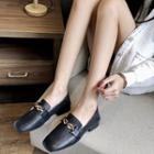 Genuine Leather Square Toe Loafers