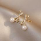 Faux Pearl Rhinestone Alloy Star Earring 1 Pair - Gold - One Size