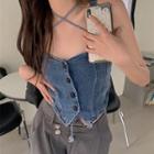 Sleeveless Button-up Denim Top