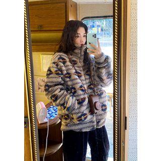 Pattern Dumble Zip Jacket