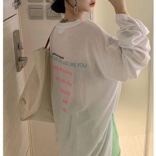 Long-sleeve Letter T-shirt / Wide-leg Sweatshorts