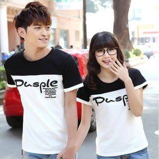 Couple Short-sleeve Color-block T-shirt