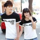Couple Short-sleeve Color-block T-shirt