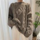 Mock-neck Chunky Sweater Dark Gray - One Size