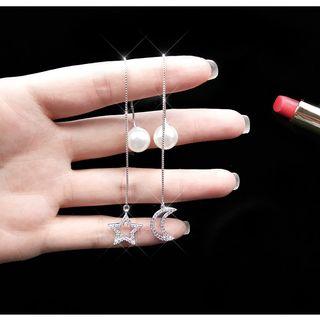 Faux Pearl Moon Star Drop Earring