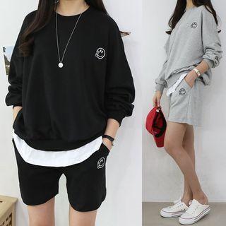 Set: Layered Hem Sweatshirt + Sweat Shorts