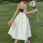 Shoulder-tie Open-back Embossed Dress