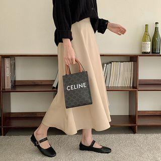 Plus Size Band-waist Maxi Flare Skirt