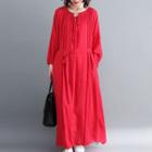 Long-sleeve Maxi Tie-neck Dress