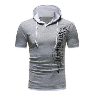 Drawstring Letter Printed Hooded Pullover