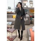 Wool Blend Double-breasted Coat Gray - One Size