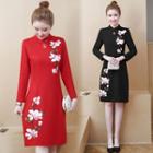 Traditional Chinese 3/4-sleeve Floral Embroidery Dress