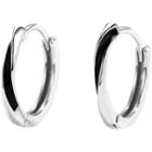 Glaze Sterling Silver Hoop Earring 1 Pair - Silver - One Size