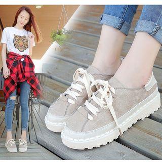 Lace-up Faux Suede Shoes