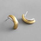 925 Sterling Silver Curve Earring 1 Pair - With Sterling Silver Back Stopper - 925 Silver - Silver & Gold - One Size