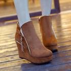Faux-suede Tasseled Wedge Ankle Boots