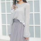 Sequined Long-sleeve Knit Sweater