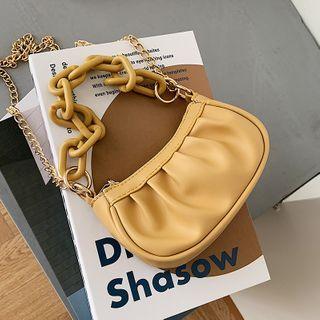 Plain Shirred Chain Crossbody Bag